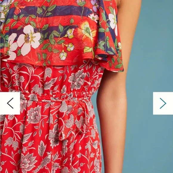 Anthropologie One September Zuri Red Floral Maxi Dress - Picture 3 of 9